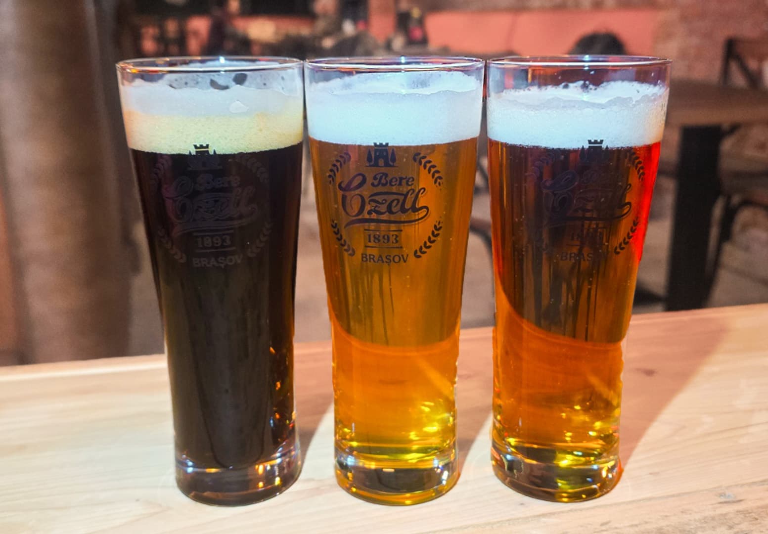 Three Czell beers served as part of the tasting experience
